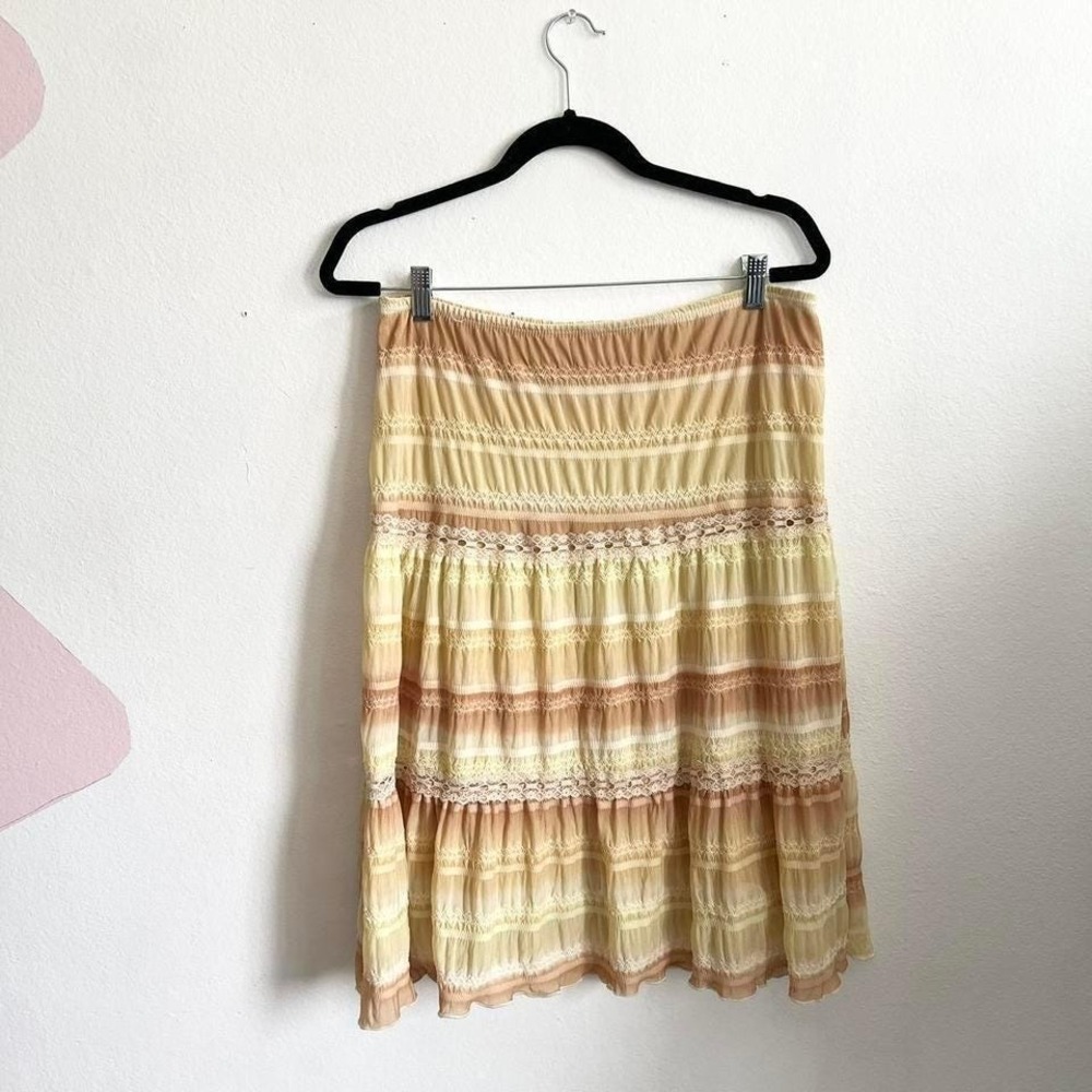 VTG Y2K 2000s‎ Tiered Maxi Skirt Large Cottagecore Milkmaid Prairie Hippie